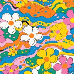 Vibrant daisy pattern abstract graphics flower