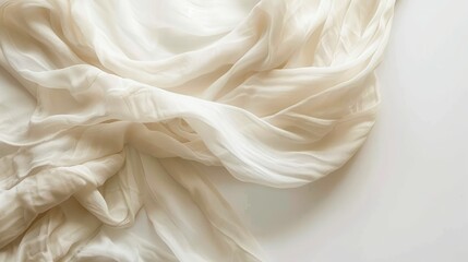   A crisp white cloth against a pristine white backdrop, with the fabric subtly rendering in the blurred background - obrazy, fototapety, plakaty