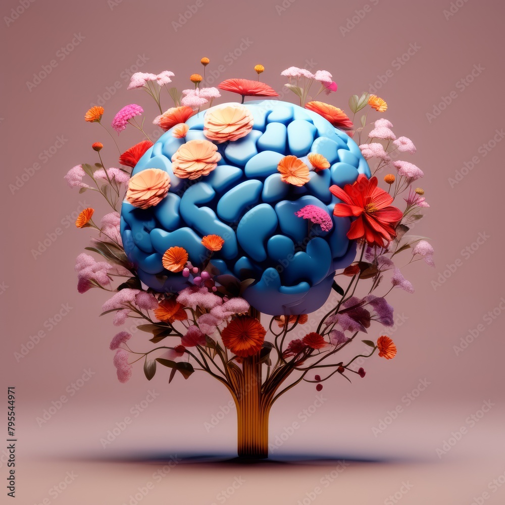 Canvas Prints human brain with flowers inside