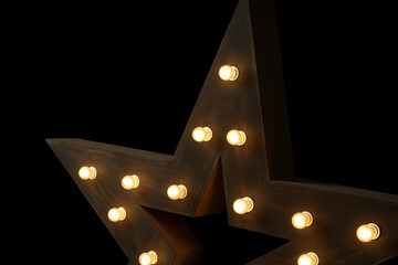 Wooden star wistar, light bulbs, light, glow, illuminate, wooden, decoration, shape, energy,...