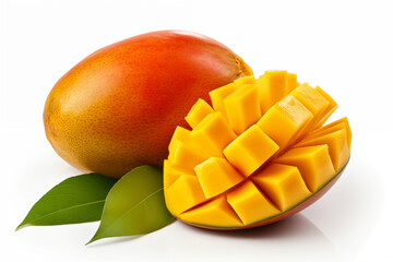 Mango fruit isolated on white background with clipping path