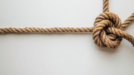   A tight knot at the tip of one rope in this close-up view Opposite rope shows