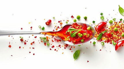   A spoon holding food and another with food and sprinkles