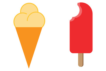 Ice cream icon set design with different color . Ice cream cone silhouette, wafer filled with cartoon, vector illustration. Simple, flat ice cream cone icon and symbol, vector. chocolate cream icon