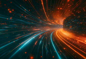 Obraz premium Dynamic Abstract Light Trails on Dark Background