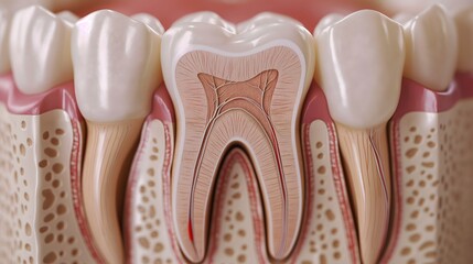 Highly Detailed Dental Model Showing the Internal Structure of a Tooth