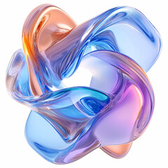Fluid round 3D shape of liquid splash of holographic glass in motion. Iridescent liquid sphere. - 795549112
