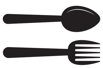 Spoon and Fork icon, vector. Set of kitchen utensils and tools. Kitchen, Hotel and Restaurant logo design. Spoon icon, symbol. Restaurant icon design for  Web, UI, mobile app. Vector set of utensils