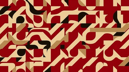 Background with geometric patterns, in red, beige and black colors
