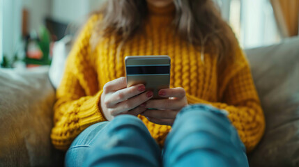 Fototapeta premium Woman Using Smartphone for Online Shopping