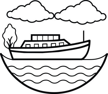 recommend clip art: Boat Vehicle Coloring Page for Kids. Vehicles line art for coloring book