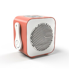 Modern portable speaker on white background. Music loudspeaker or player with wireless technology. - 795550921