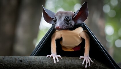 Fearsome Flyer: Buff Bat-Gecko Takes Flight - obrazy, fototapety, plakaty