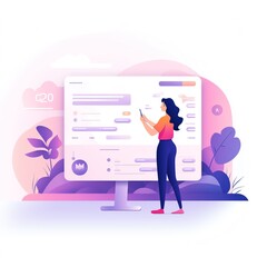 Minimalist UI illustration of SMMin a flat illustration style on a white background with bright Color scheme, dribbble, flat vector