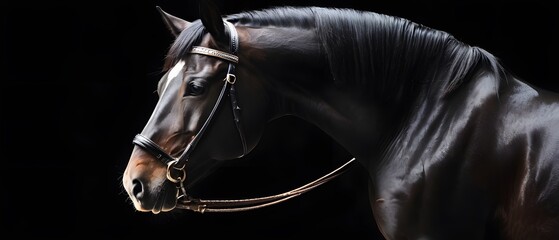 Horse in a black minimalist background - obrazy, fototapety, plakaty