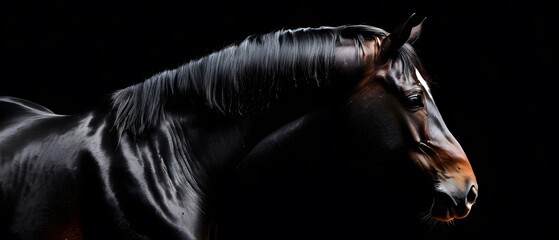 Horse in a black minimalist background