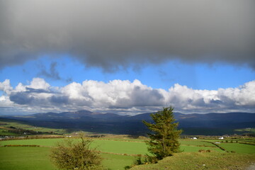 View of clouds over the Blackstairs Mountains from Coppanagh Hill, Co. Kilkenny, Ireland