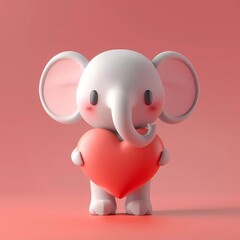 3D image of a cute character with an elephant face in the heart