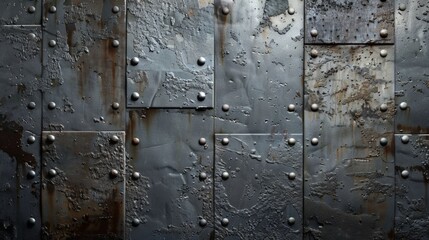 Metal surface featuring rivets in close-up view