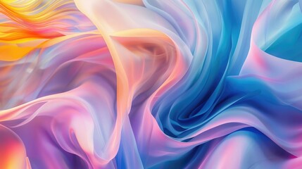 Abstract background. Colorful twisted shapes in motion. Digital art for poster, flyer, banner background or design element. Soft textures on pastel background.