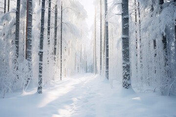 Snow forest backgrounds landscape outdoors - obrazy, fototapety, plakaty