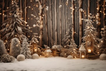 Warm woodland christmas backgrounds winter plant