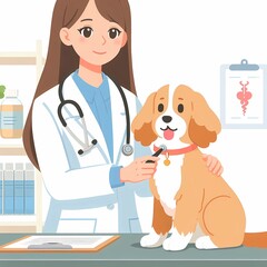 dog at the veterinarian illustration
