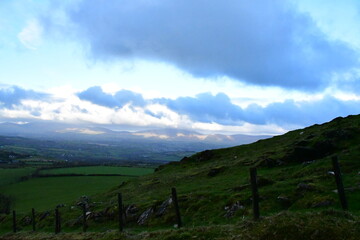 Landscape with field and blue sky. Coppanagh Hill, Co. Kilkenny, Ireland