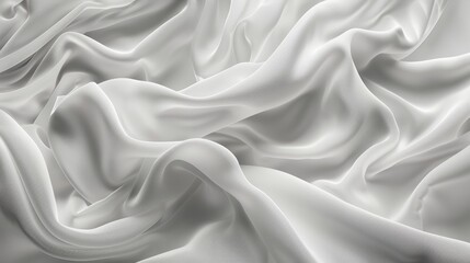 Obraz premium Artistic rendering of luminous white fabric in elegant wavy layers, accented with contrasting dark shadows for a dramatic effect