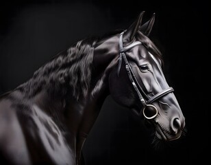 Portrait of a horse on a black minimalist background