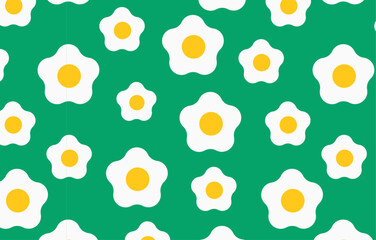 Simple daisy flower pattern on green background. Design for spring fashion textile, cheerful greeting card, and floral wallpaper concept
