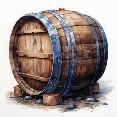 Watercolor Barrel Illustration, Generative Ai