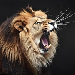 Naklejka premium Portrait of a lion on a minimalist background