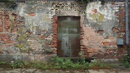 Fototapeta na wymiar Brick wall of an old factory, urban decay aesthetic