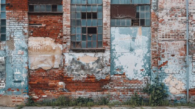 Brick wall of an old factory, urban decay aesthetic