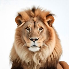 Fototapeta premium Portrait of a lion on a minimalist background