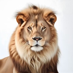 Fototapeta premium Portrait of a lion on a minimalist background