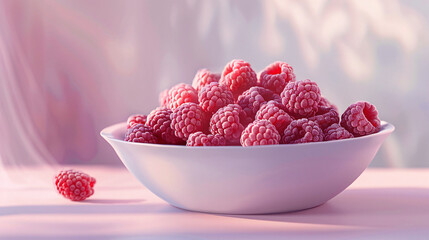 Berry Fresh: Vibrant Raspberries in a Clean White Bowl