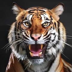 Portrait of a bengal tiger on a minimalist background