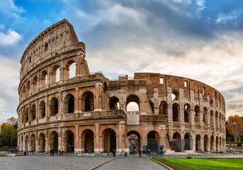 Colosseum or Coliseum is one of main travel attraction of Rome in Italy. - 795563542