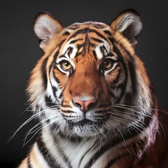 Obraz premium Portrait of a bengal tiger on a minimalist background