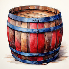 Fototapeta premium Watercolor Barrel Illustration, Generative Ai