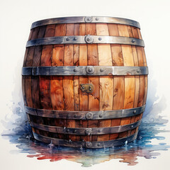 Fototapeta premium Watercolor Barrel Illustration, Generative Ai