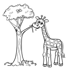 Giraffe illustration coloring page for  kids - coloring book