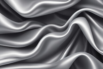 Obraz premium Gray silk fabric luxury background. Wavy abstract satin cloth texture pattern. Smooth shiny drape material curtain.