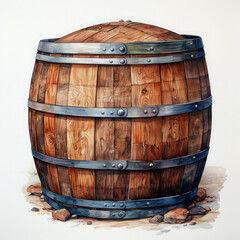 Fototapeta premium Watercolor Barrel Illustration, Generative Ai