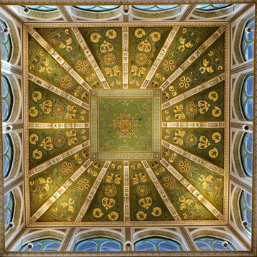 Palermo, Sicily, Europe Church interior, beautiful glass dowm