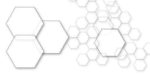 Abstract white background with hexagon and hexagonal background. Luxury white pattern with hexagons. abstract 3d hexagonal background with shadow. 3D futuristic abstract honeycomb mosaic background.
