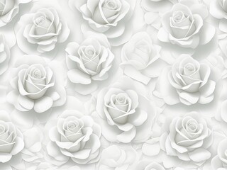 seamless white rose for wall tile design. 3D rendering and illustration