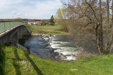 Fototapeta na wymiar River called Eder near the village Rennertehausen in germany